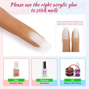 2PCS Silicone Practice Fingers for Acrylic Nails, Soft Nail Training Model Practice Finger, Flexible Nail Mannequin Finger for DIY Nails Practice（No. 3）