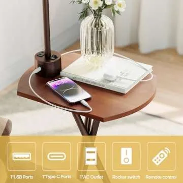 ROTTOGOON Floor Lamp with Table and Charging Station