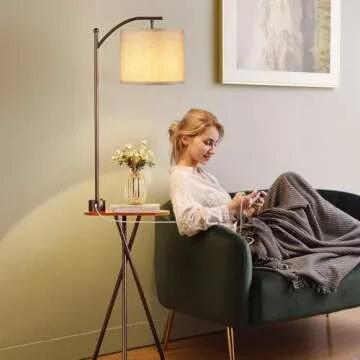 ROTTOGOON Floor Lamp with Table and Charging Station