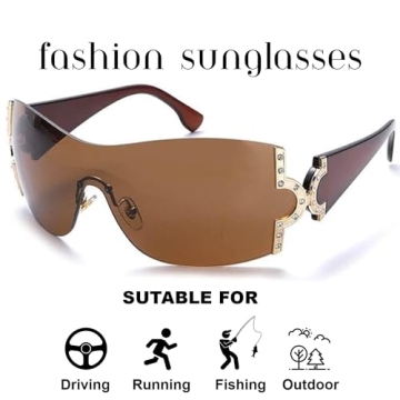 Trendy Y2K Rimless Wrap Around Sunglasses for Everyone