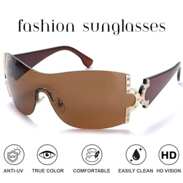 Trendy Y2K Rimless Wrap Around Sunglasses for Everyone