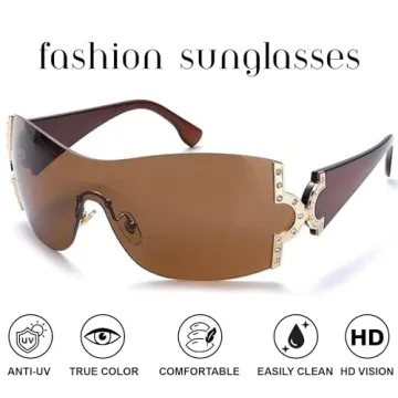 Trendy Y2K Rimless Wrap Around Sunglasses for Everyone