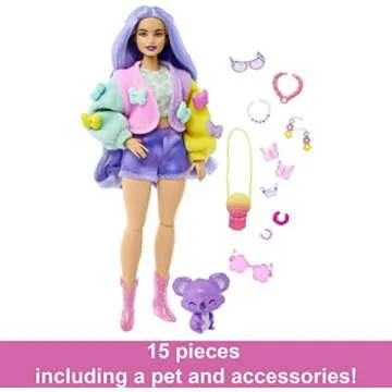 Barbie Extra Doll with Colorful Style & Pet Koala