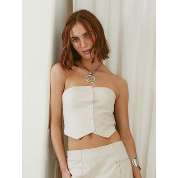 CIDER French Riviera Linen-Blend Tube Top Chic Comfortable