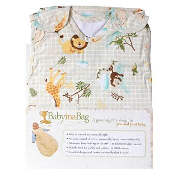 BABYINABAG Baby Sleeping Bag or Sack, 1 Tog Summer Model Model with Animal Pattern (Large (22 mos - 3T))