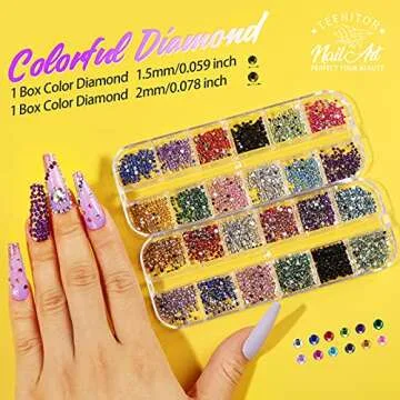 Teenitor 41 Boxes Rhinestones for Nails, Nail Gems 5 Boxes Nail Art Rhinestones 36 Boxes Nail Flakes, Nail Gems Stone Nail Design Kit, Nail Rhinestones for Nail Art Nail Accessories
