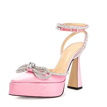 Arqa Rhinestone Bow Platforms for Stunning Summer Elegance