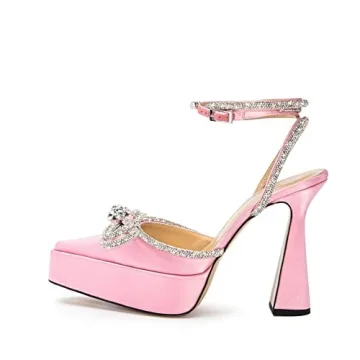 Arqa Rhinestone Bow Platforms for Stunning Summer Elegance