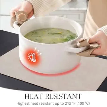 MOSAYT Vinyl Placemats Set of 6-12 X 17 Inch - Faux Leather 100% Waterproof Oil-Proof Wipeable PU Place Mats, Heat Resistant Reversible Table Mats for Kitchen, Dining, Outdoor (Beige)