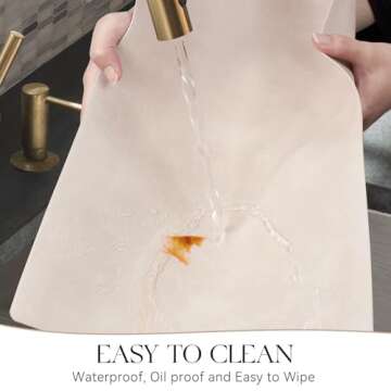 MOSAYT Vinyl Placemats Set of 6-12 X 17 Inch - Faux Leather 100% Waterproof Oil-Proof Wipeable PU Place Mats, Heat Resistant Reversible Table Mats for Kitchen, Dining, Outdoor (Beige)