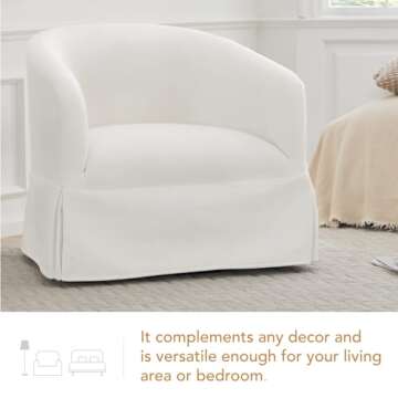KISLOT Swivel Accent Chair Modern Barrel Armchair for Bedroom Nursery Reading Waiting Living Room,Set of 1,White