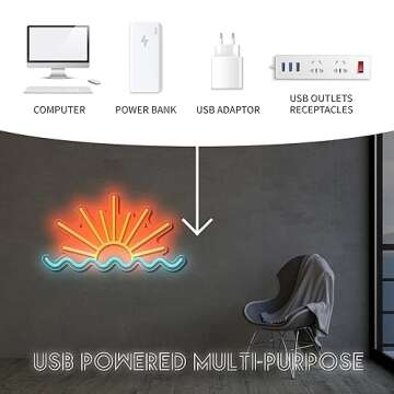 VIKLIU Sunrise Sunset Neon Sign Sun Wave Led Neon Signs Beach Sea Wave Led Neon Lights for Man Cave Bedroom, Wedding, Living Room, Party, Bar Decor USB Powered with Dimmer