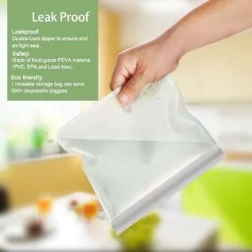 SPLF 10 Pack Reusable Sandwich Bags Dishwasher Safe, Reusable Quart Freezer Bags, Leakproof Reusable Storage Bags Silicone and Plastic Free for Marinate Meats, Cereal, Lunch, Veggies