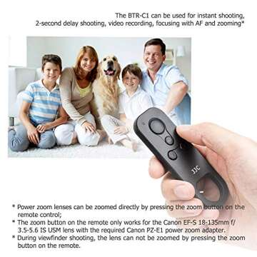 JJC Wireless Bluetooth Remote Control Replace Canon BR-E1 for Canon EOS R100 R50 R10 R8 R7 R6 Mark II R6 R5 M50 M6 Mark II M200 6D Mark II Reble T8i T7i SL3 PowerShot V10 G5 X Mark II G7 X Mark III