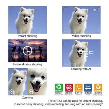 JJC Wireless Bluetooth Remote Control Replace Canon BR-E1 for Canon EOS R100 R50 R10 R8 R7 R6 Mark II R6 R5 M50 M6 Mark II M200 6D Mark II Reble T8i T7i SL3 PowerShot V10 G5 X Mark II G7 X Mark III