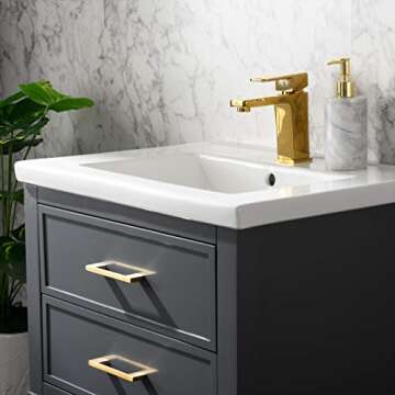 UrbanFurnishing.net Clara 24" Single Bathroom Vanity with Porcelain Top - Gray