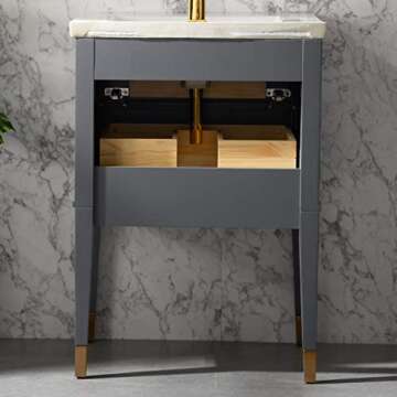 UrbanFurnishing.net Clara 24" Single Bathroom Vanity with Porcelain Top - Gray