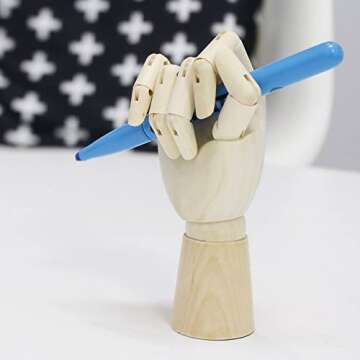 7 Inch Wooden Hand Model for Drawing and Jewelry Display