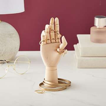 7 Inch Wooden Hand Model for Drawing and Jewelry Display