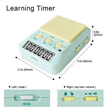 dretec Learning Timer, for Studying, Large Button, Count Function Until The Target Date, Green, Yellow, Officially Tested in Japan(1 Starter AAA Battery Included)