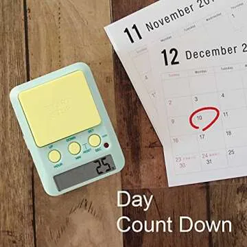 dretec Learning Timer, for Studying, Large Button, Count Function Until The Target Date, Green, Yellow, Officially Tested in Japan(1 Starter AAA Battery Included)