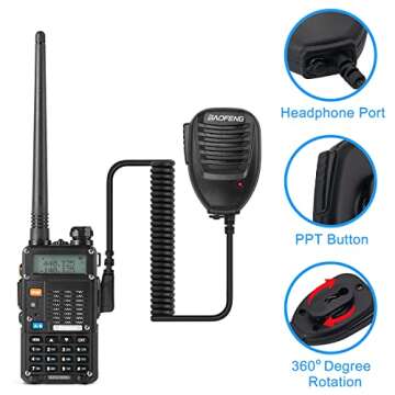 UV-5R 8Watt Ham Radio Handheld Long Range UHF/VHF Radio with 2 Rechargeable Battery, Portable Radio for Adults with Earpiece, GV-771 Antenna, Programming Cable (3rd Gen)