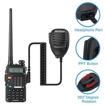 UV-5R 8Watt Ham Radio Handheld Long Range UHF/VHF Radio with 2 Rechargeable Battery, Portable Radio for Adults with Earpiece, GV-771 Antenna, Programming Cable (3rd Gen)