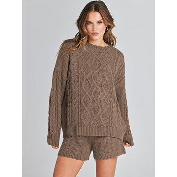 ANRABESS Women 2 Piece Cozy Loungewear Set for Fall