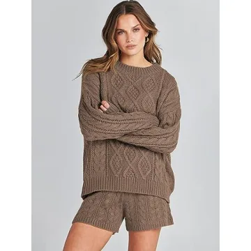 ANRABESS Women 2 Piece Cozy Loungewear Set for Fall