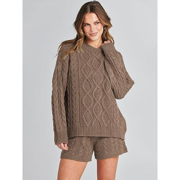 ANRABESS Women 2 Piece Cozy Loungewear Set for Fall