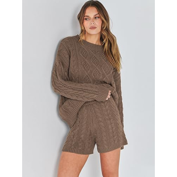 ANRABESS Women 2 Piece Cozy Loungewear Set for Fall