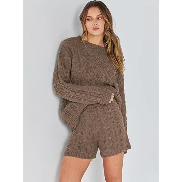 ANRABESS Women 2 Piece Cozy Loungewear Set for Fall