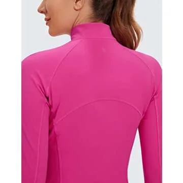 CRZ YOGA Women's Butterluxe Long Sleeve Workout Shirts Half Quarter Zip Sweatshirt Athletic Crop Tops Collared T-Shirts Hibiscus Purple X-Small