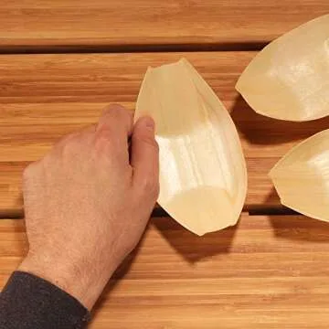 BambooMN 100-Pack Wooden Food Boat Dishes - 5.25x3x1