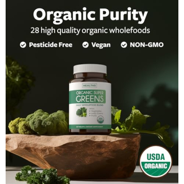 USDA Organic Greens Powder Pills with 28 Superfoods