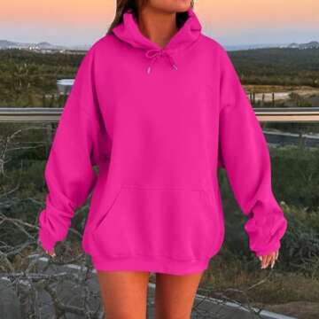 Black+Of+Friday+Deals+2024 Orange Hoodie For Women Womens Oversized Hoodies Cozy Fleece Sweatshirt With Pocket Long Sleeve Outfits Tops Fall Fashion 2024 Spring Outfits For Women Trendy Hot Pink