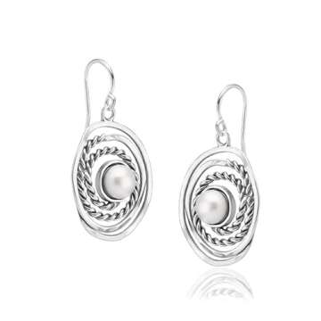 925 Sterling Silver Earrings for Women - Spiral Rope Vintage Design with Pearl Earrings - Hypoallergenic, Lead and Nickel-Free - Artisan Handcrafted Collection by Jean Rachel Jewelry