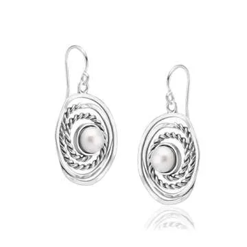 925 Sterling Silver Earrings for Women - Spiral Rope Vintage Design with Pearl Earrings - Hypoallergenic, Lead and Nickel-Free - Artisan Handcrafted Collection by Jean Rachel Jewelry