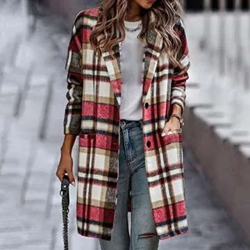Chic Women Plaid Shirt Coat for Fashion and Hiking