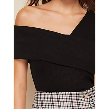 Romwe Women's Off Shoulder Deep V Neck Blouse for Fashionistas