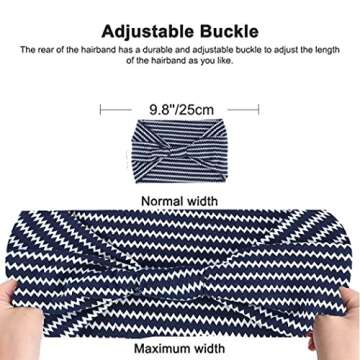 EARENT Boho African Headbands Yoga Wide Knot Hair Bands Sweat Printed Headwraps Elastic Turban Headscarfs Multicolor Headwear Outdoor Hair Accessories for Women and Girls (Wide stripes)