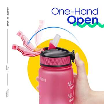 Giotto 32oz Large Leakproof BPA Free Drinking Water Bottle with Time Marker and Straw to Ensure You Drink Enough Water Throughout The Day for Fitness and Outdoor Enthusiasts