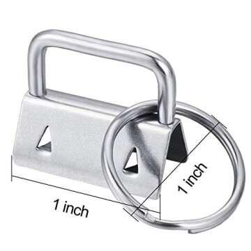 Prerrysurpasse 60Sets 1" Key Fob Hardware & Pliers - DIY Crafting Tools