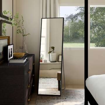 Delma Wall Mirror Full Length Mirror,Standing Mirror Full Body,Large Floor Mirror for Wall Door Bedr...
