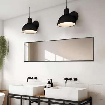 Delma Wall Mirror Full Length Mirror,Standing Mirror Full Body,Large Floor Mirror for Wall Door Bedroom Bathroom Living Room with Aluminium Frame(with Stand,56x15-Black)