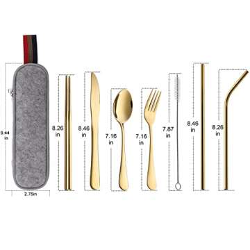 DEVICO Portable Utensils, Travel Camping Cutlery Set, 8-Piece including Knife Fork Spoon Chopsticks ...