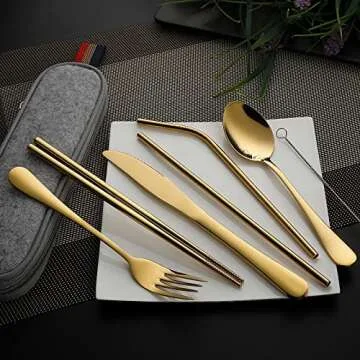 DEVICO 8-Piece Portable Utensils Set for Travel and Camping