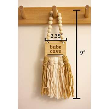 Decocove Babe Cave Sign - Wood Bead Garland - Boho Nursery Wall Decor for Girls and Boys - Neutral H...