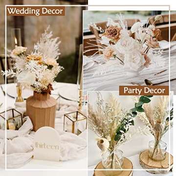 Happyhapi 76PCS Natural Pampas Grass Bouquet Dried Flowers for Vase Centerpiece Table Decor Home Decor Pompas Floral Bouquet for Room Decor Fall Decor