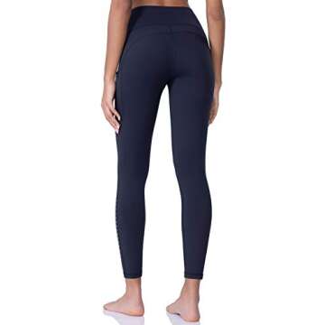 POSHDIVAH Ultra Soft Yoga Pants for Women High Waited Tummy Control Workout Leggings with Pockets Navy Blue M